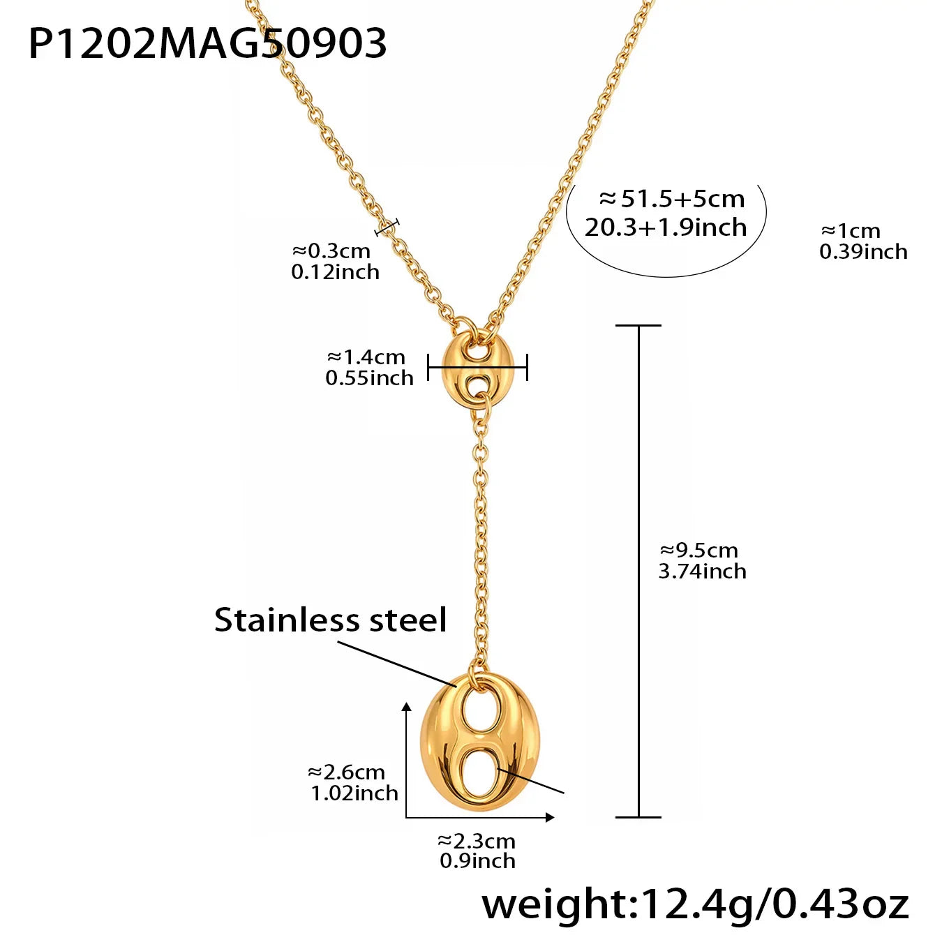 Nivora Double Pig Nose Clasp Pendant Stainless Steel Y Shape Chain Necklaces For Women Wedding Charm Drop Choker Women Jewelry