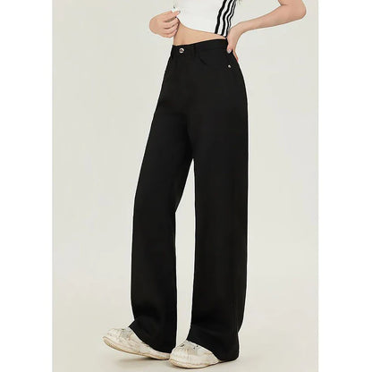 Lady Korean Fashion High Waist Jeans Pants Women Loose Fit Denim Trousers Girls White Casual Straight Leg Pants