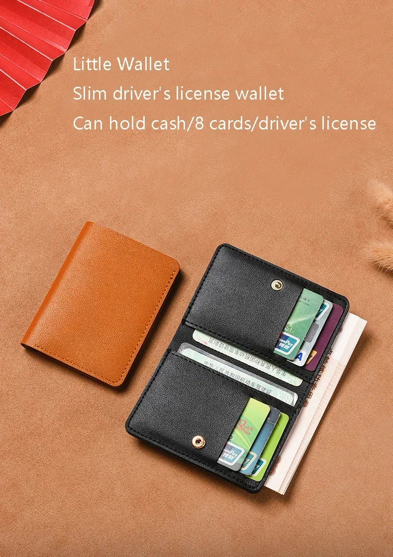 2025 Soft Leather Mini Wallet – Slim Foldable Card Case with Snap Closure for Women & Men