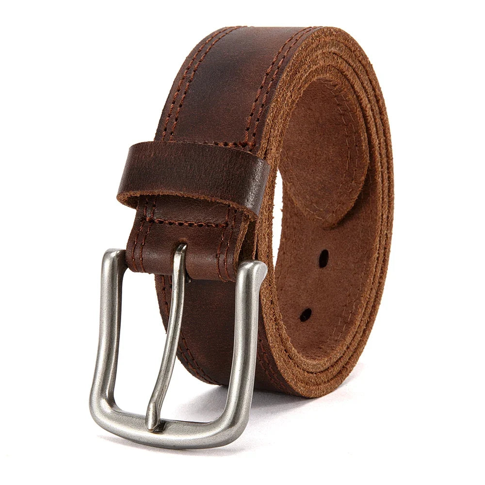 Genuine Leather For Men's High Quality Buckle Jeans Cowskin Casual Belts Business Cowboy Waistband Male Fashion Designer