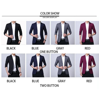 Spring Autumn Suits Men Smart Casual Slim Fit Business Korean Solid Color Men Suits Professional Wear Mens Blazer Jacket