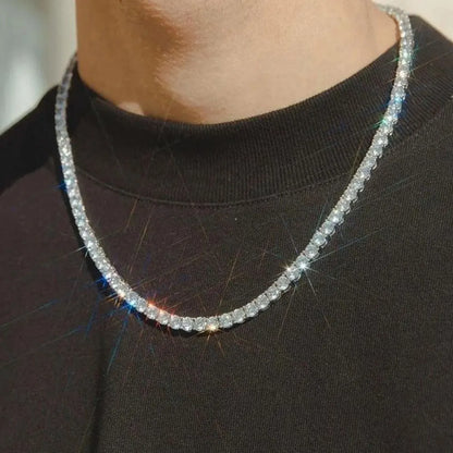 GRA Certified Moissanite Tennis Necklace 2/3/4/5/6.5mm Solid 925 Sterling Silver Diamond Tennis Necklaces for Women Man