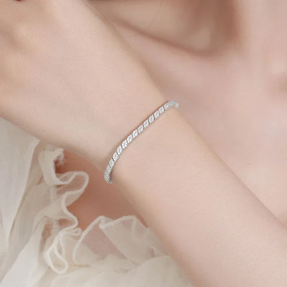 18K Plated All Moissanite Tennis Bracelet for Women Lab Created Diamond Chain 925 Sterling Silver Wholesale Jewelry