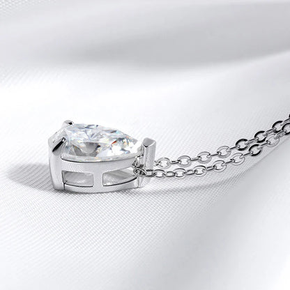 1-4CT Pear Cut Moissanite Pendant Necklace for Women Girls 3 Designs Lab Diamond Wedding Silver 925 Chains Fine Jewelry