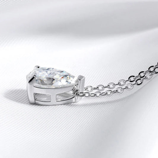 1-4CT Pear Cut Moissanite Pendant Necklace for Women Girls 3 Designs Lab Diamond Wedding Silver 925 Chains Fine Jewelry