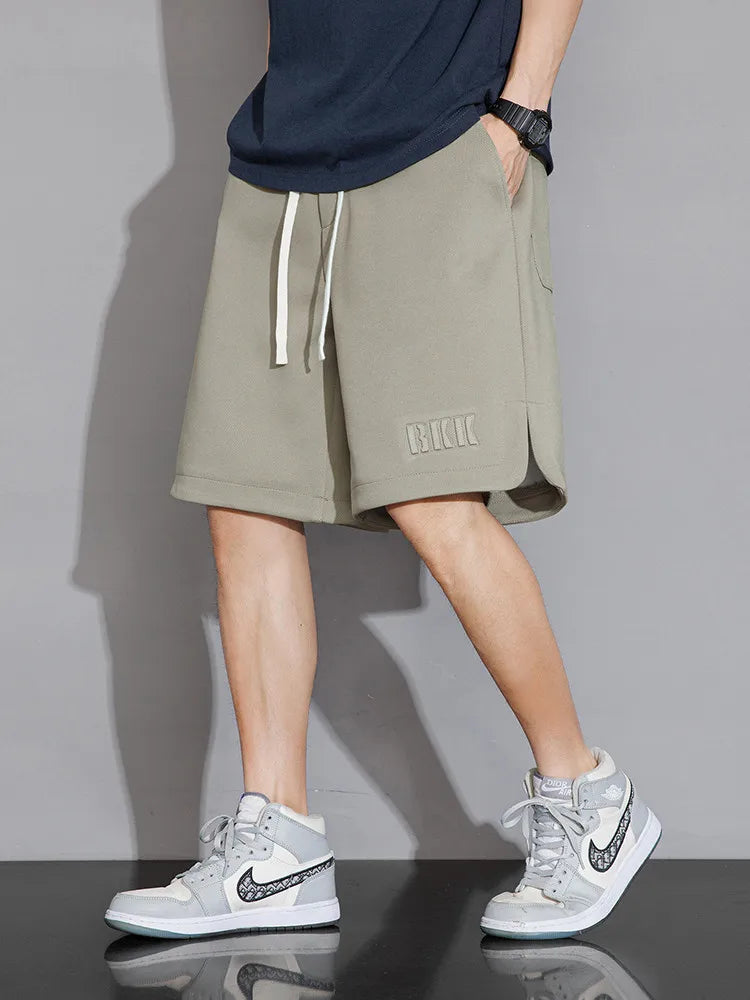 Summer Men's Sport Shorts Knee-Length Straight Loose Short Pants Streetwear Drawstring Knitted Sweat Casual Shorts Big Size 8XL
