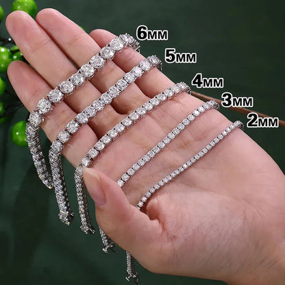 2/3/4/5/6mm Moissanite Tennis Necklace Bracelet for Women Men Hip Hop Diamond Neck Chain 925 Sterling Silver Fine Jewelry