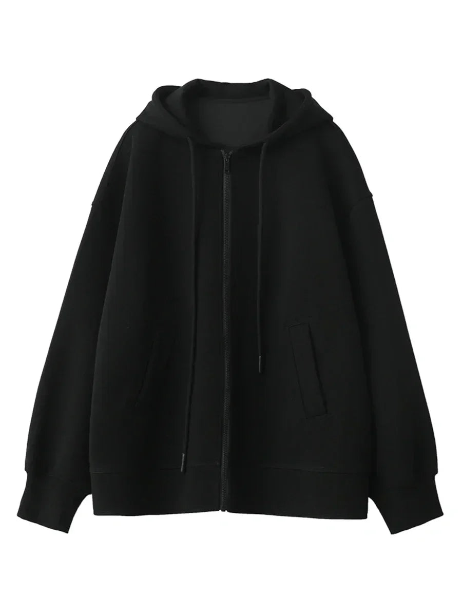 Women Sweatshirts Hoodies Solid Loose Casual Hooded Female Tops Lady Coat Medium Length Overcoat Spring Autumn 2025
