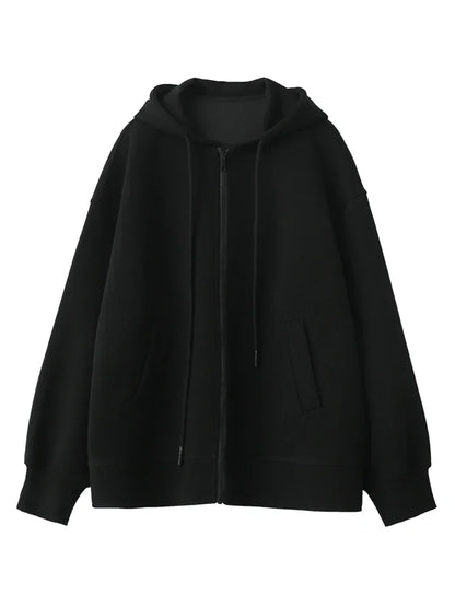 Women Sweatshirts Hoodies Solid Loose Casual Hooded Female Tops Lady Coat Medium Length Overcoat Spring Autumn 2025