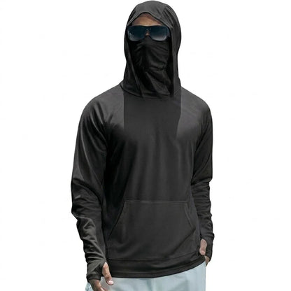 Summer UPF50+ Performance Mens T-Shirt Long Sleeve Hoodie Sun Running Quick Dry Shirts Sunscreen Fishing Ice Silk Streetwear