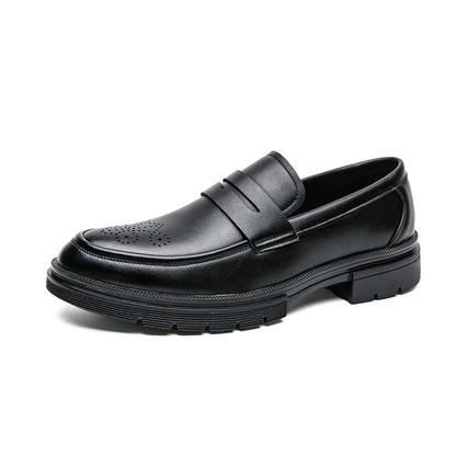 Spring and autumn men's business casual shoes breathable carved leather shoes British fashion platform pointed leather shoes 46