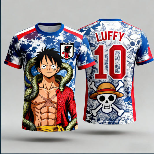 2026 One Piece Luffy Men Football Jersey Summer Short Sleeve Women T-shirt Cartoon Japan Style Anime Children Clothes Tee Tops