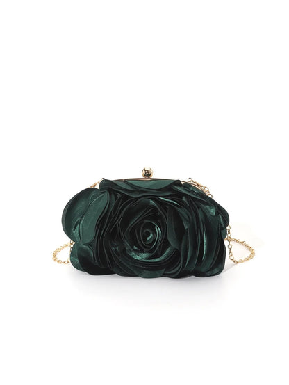 Fashion Pink Flower Petal Banquet Floral Dress Purse Evening Day Clutch Bag Women Luxury Prom Party Wedding Day Bag