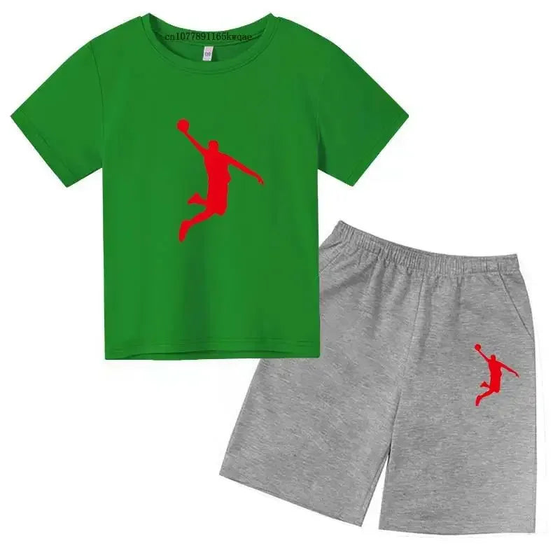 Basketball Idol Print Kids Summer Casual 2pcs T-shirts+Pants Sports Suits 3-13 Years Boys Girls Leisure Outfits Children Clothes