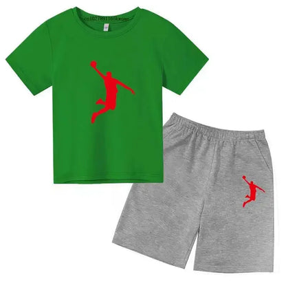 Basketball Idol Print Kids Summer Casual 2pcs T-shirts+Pants Sports Suits 3-13 Years Boys Girls Leisure Outfits Children Clothes