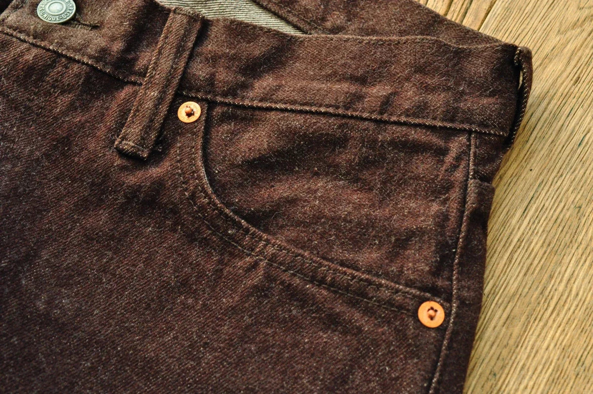 Men Jeans Brown Jeans Men Jeans Trousers  Selvedge Denim Jeans for Men Taper Fit Mens Jeans vintage 13.8 Oz