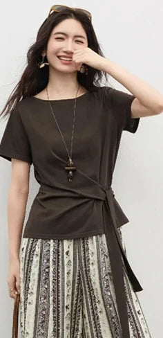 Women's Tailored Trousers Formal Solid High-waist Folds Twill Workwear Pockets Full-length Pants 2026 Spring 151K57704