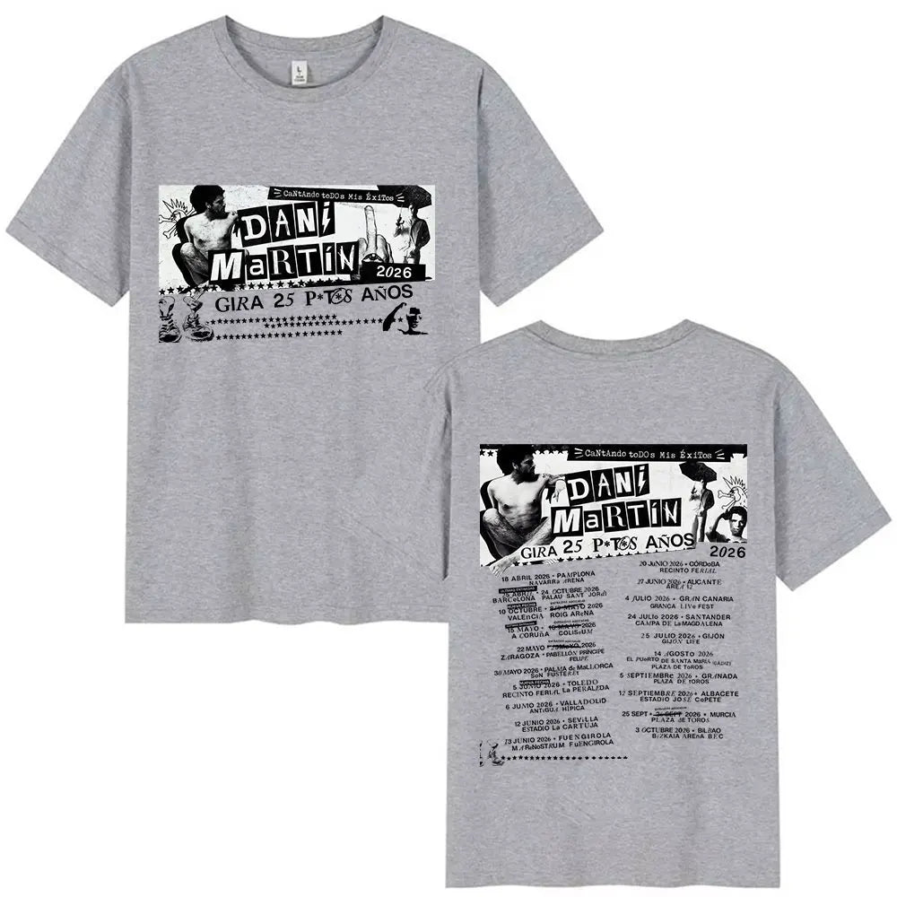 Rapper Dani Martin Tour 2025-2026 Merch T Shirts Men's Pop Music Clothing Short Sleeve T-shirt Man Hip Hop Gothic Vintage Tshirt