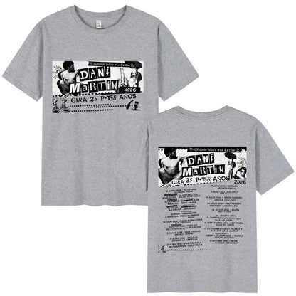 Rapper Dani Martin Tour 2025-2026 Merch T Shirts Men's Pop Music Clothing Short Sleeve T-shirt Man Hip Hop Gothic Vintage Tshirt