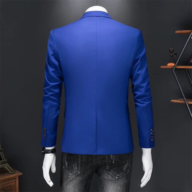15 Color Fashion Mens Suit Jacket High Quality Slim Fit Solid Color Casual Business Mens Blazers Formal Office Wedding Suit Tops