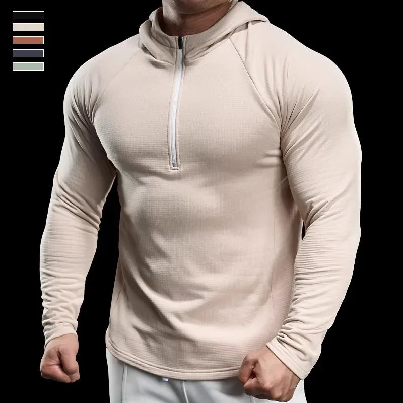 Autumn New Gym Fitness Clothes Men's Training Clothes Long-sleeved Sports Quick-drying Sweatshirts Casual Hooded Fitness Clothes