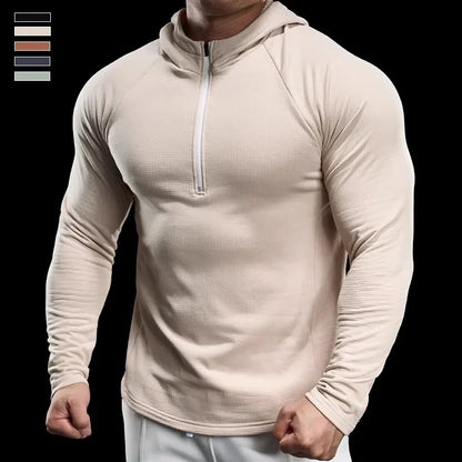 Autumn New Gym Fitness Clothes Men's Training Clothes Long-sleeved Sports Quick-drying Sweatshirts Casual Hooded Fitness Clothes