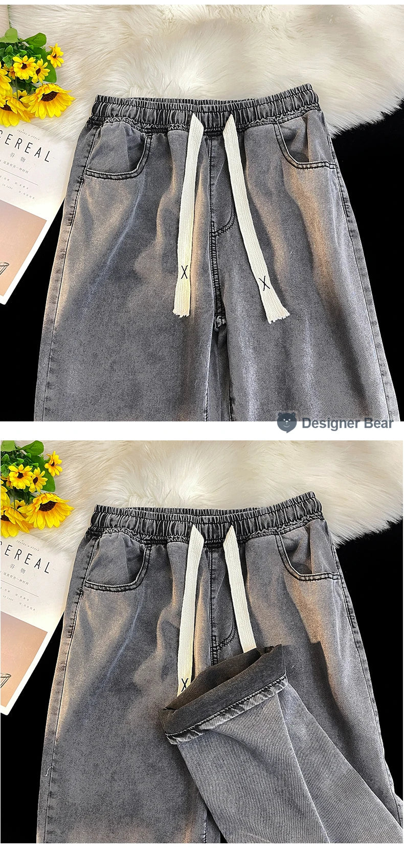 2026 New Spring Summer Men's Baggy Jeans Lyocell Fabric Wide Leg Pants Drawstring Trousers Male City Boy Plus Size S-4 5XL Y2K