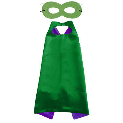 Superhero Cosplay Costume Solid Two Colored Satin Super Hero Cloak Children Cape Boys Girls Satin Halloween Carnival Party