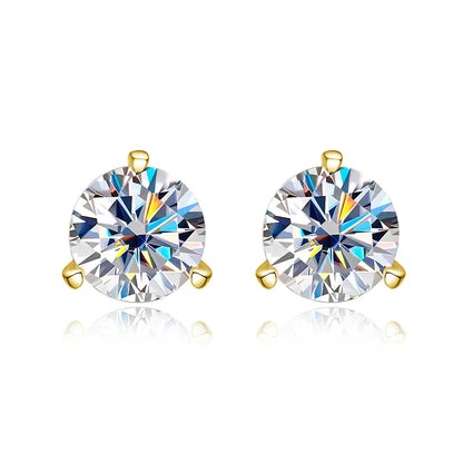 D VVS1 Round Moissanite Earring 3 Prongs Setting Classic Trendy Women Man Fine Jewelry GRA Certified 925 Sliver Earring