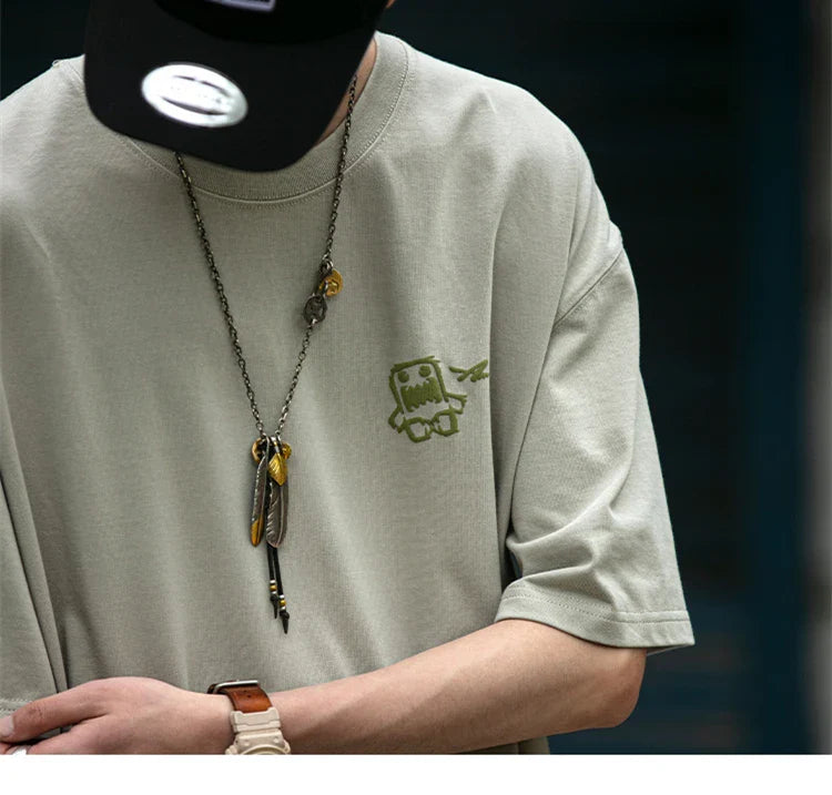Summer Korean Oversize T-Shirt For Men Streetwear Harajuku High Quality Short Sleeve Loose Casual Tops Hip Hop Trendy Tee Male