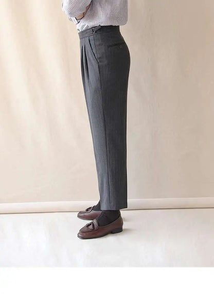 Business High Waist Straight Suit Pants Men British Slim Fit Pants Men Social Trousers Casual Pant Formal Wear Pantalones Hombre