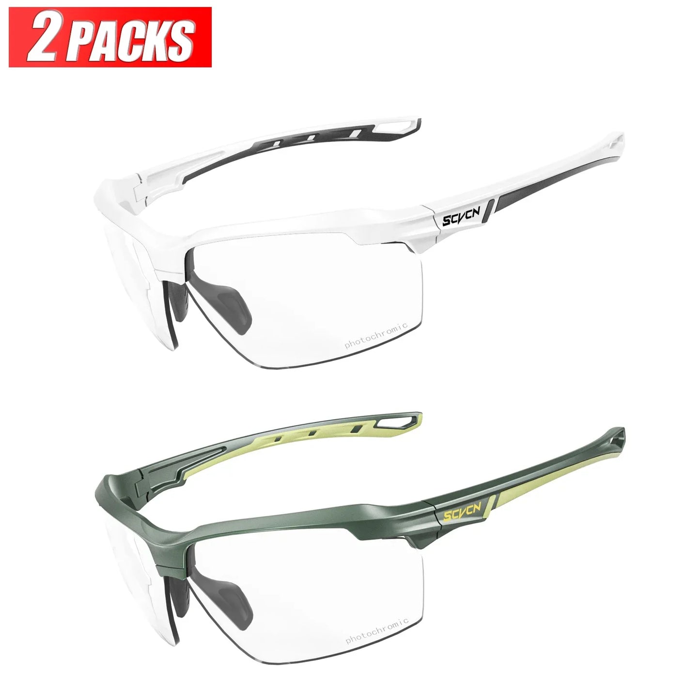 3PACKS Photochromic Cycling Sunglasses Glasses Bike MTB Bicycle Hiking Golf UV400 Sports Glasses for Men Women Baseball