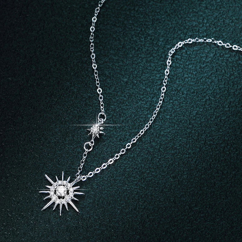Real Moissanite Diamond Hexagram Pendant Necklace For Women Men 100% 925 Sterling Silver Sun Flower Party Fine Jewelry Gift