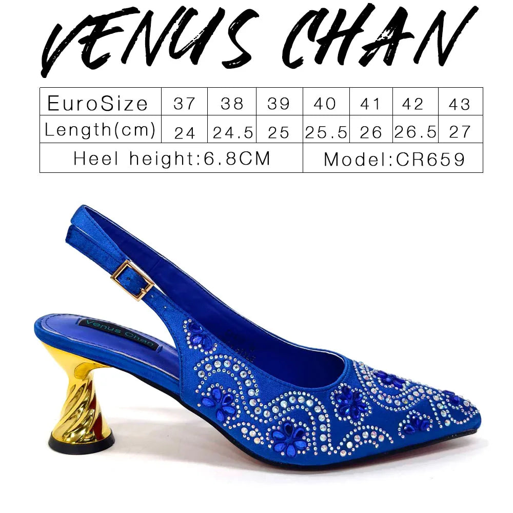 2024 Elegant Rhinestone Pointed-Toe Pumps With Matching Bag Set Large Capacity Bag for Women's Party High Heels