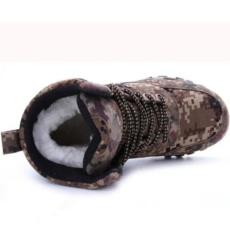 Winter Men's Snow Boots Men Combat Army Boots Winter Camouflage Warm High-top Cotton Shoes Mens Plush Wool Boots Size 39-46