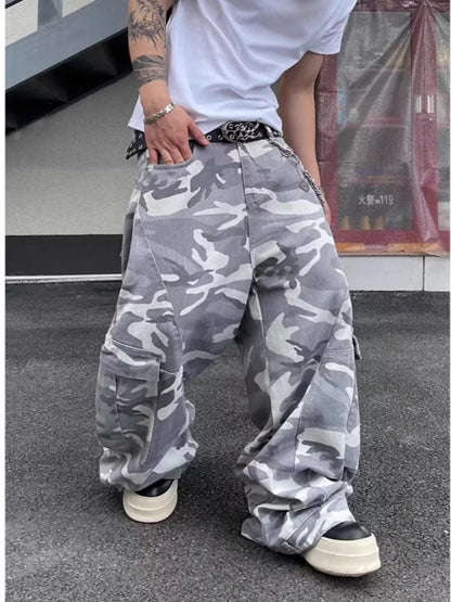 2026 Pantalones Y2K Streetwear Camouflage Baggy Cargo Jeans Pants For Men Clothing Wide Leg Oversize Long Trousers Moda Hombre
