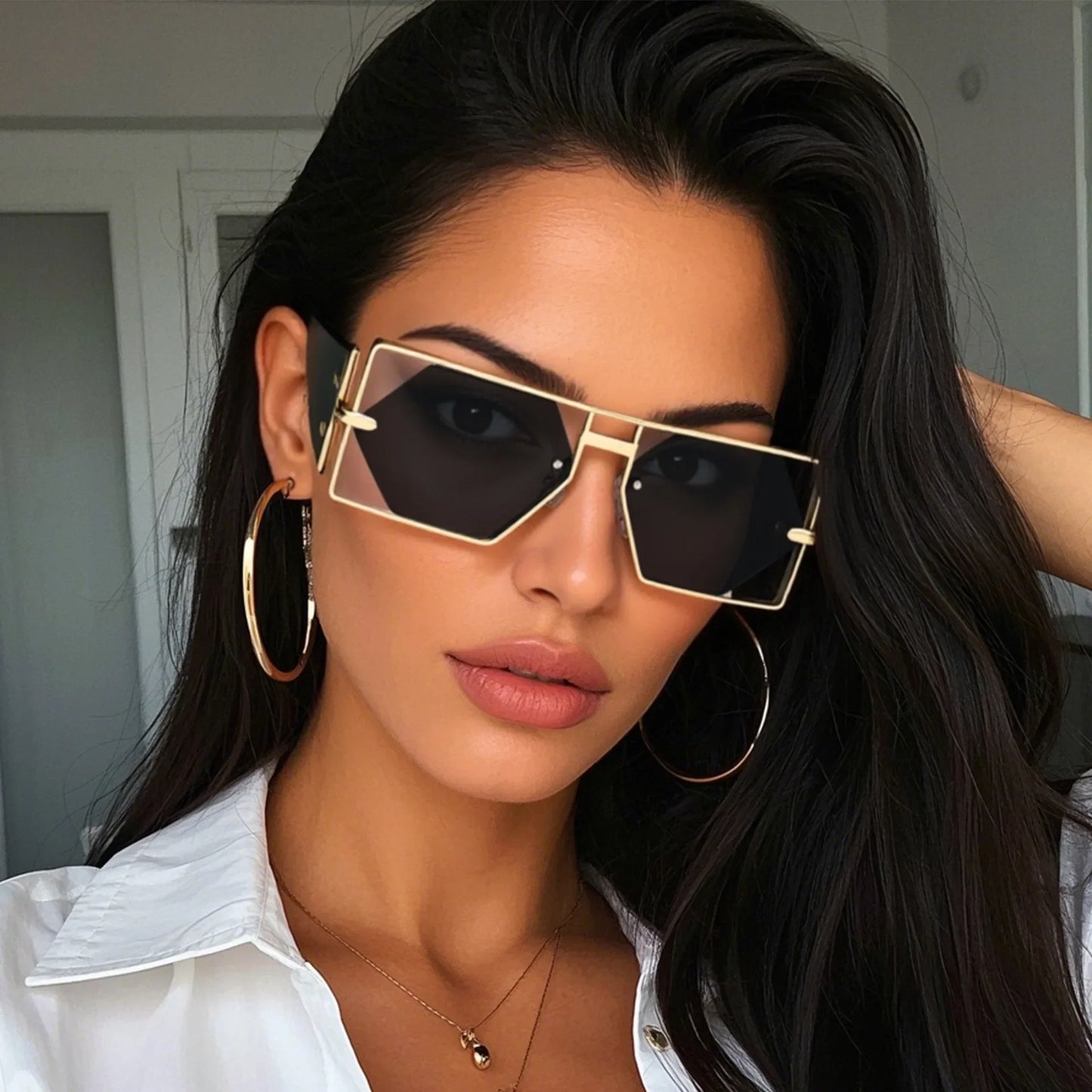2025 New Hollow Sunglasses Men Women Hip Hop Internet Celebrities Ins Fashion Sun Glasses Ladies Female Alloy Frame Square UV400