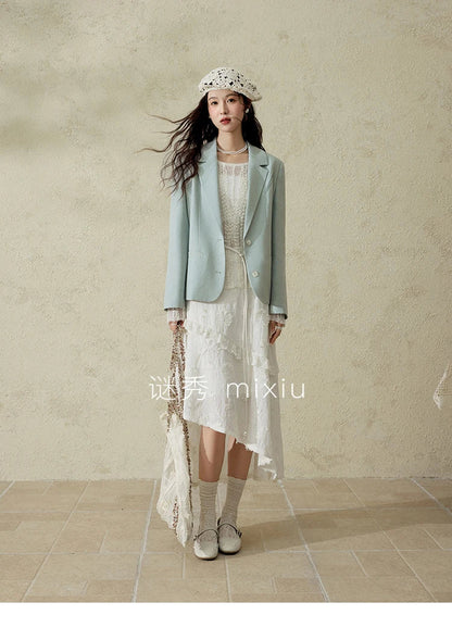 Women 's Apricot White Hollow Knitted Sweater Spring 2025 Mohair Cover Drop Sleeve Top Strapless Slim Tube Top MXE12Z1120