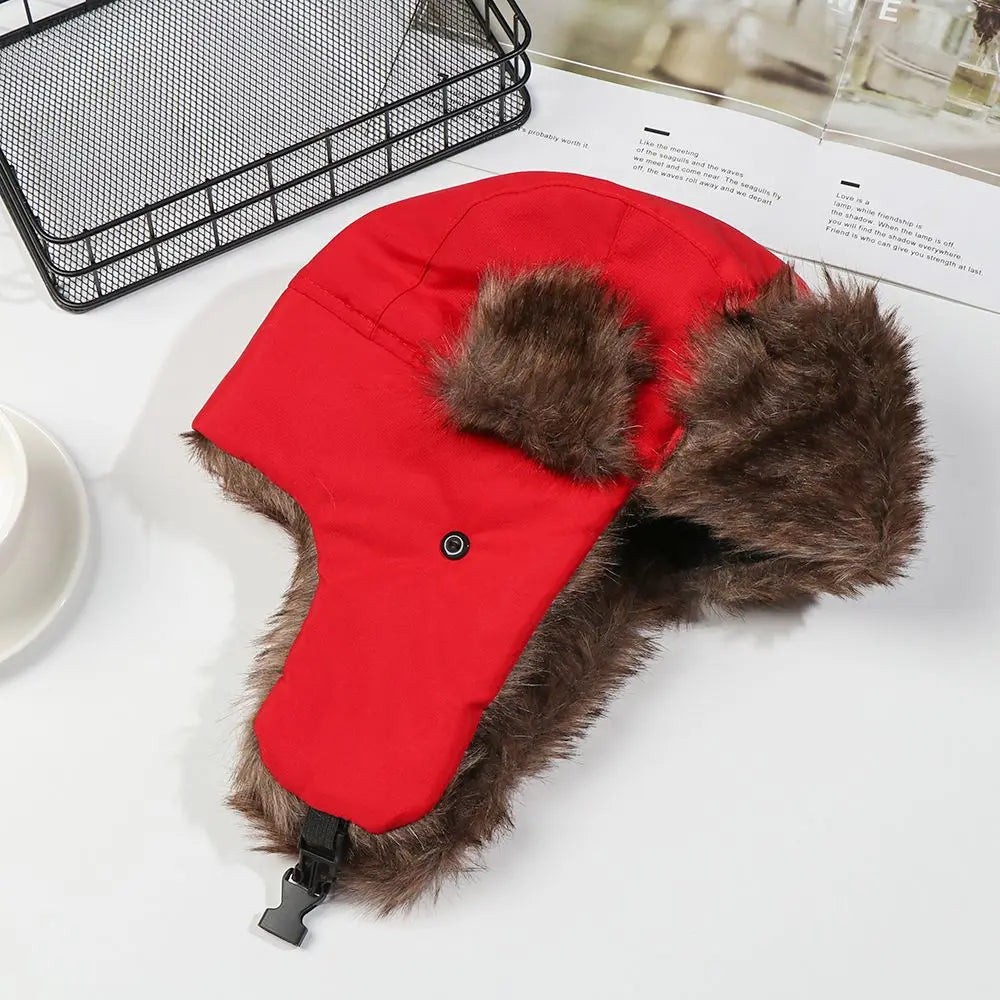 Men's Winter Trapper Aviator Trooper Earflap Warm Russian Waterproof Ski Hat Bomber Cap Russian Warm Ear Protectors Hats