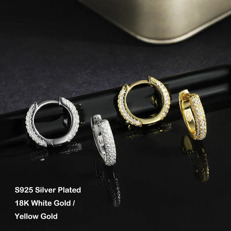 Full 1mm D Color Small Moissanite Hoop Earrings For Women Silver 925 Plated 18k Gold 0.8cttw Hook Earring Ear Buckle Gift