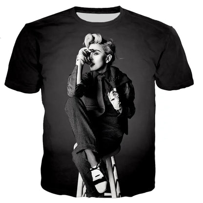 Y2K Singer Madonna Graphic T Shirts Summer Women Men Clothing Fashion Casual Tops Tees Harajuku Streetwear Oversized T-shirt