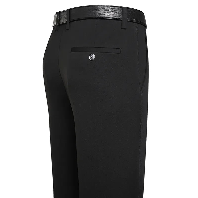 Men's Summer Thin Business Casual Pants Classic Elastic Dress Pants Soft Comfortable Loose Straight Brand Men's Pants