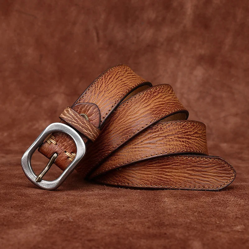 3.0CM Ladies Pure Cowhide High Quality Genuine Leather Belts for Women Needle Buckle Jeans Cowboy Waist Belt Luxury Designer