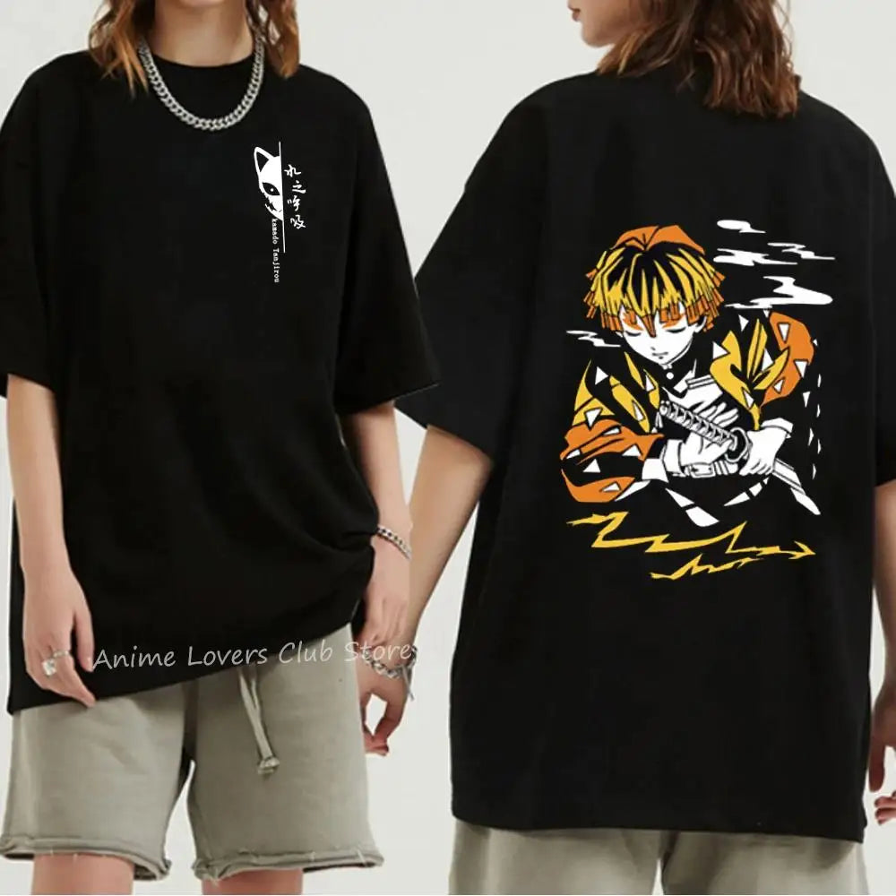Japanese Anime Demon Slayer Graphic Print T Shirt Fashion Casual Crew Neck Short Sleeve Plus Size T Shirt Women