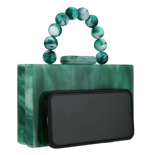 Beading Handbag Marble Acrylic Luxury Box Clutch Evening Bags Wedding Party Chain Shoulder Bag Dinner Dress Purse Festival Gift