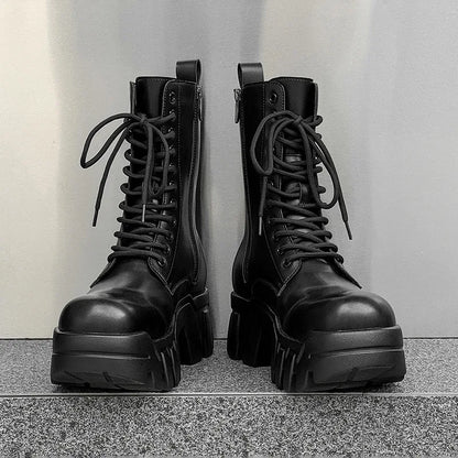 men fashion punk gothic platform boots designer original leather shoes cowboy high boot women stylish long motorcycle botas mans