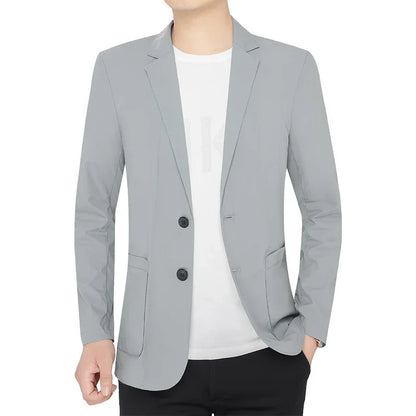 Brand Summer Men Blazers Gray Solid Color Thin Anti Wrinkle Quick Drying Soft Business Suit Blazer Jacket for Man