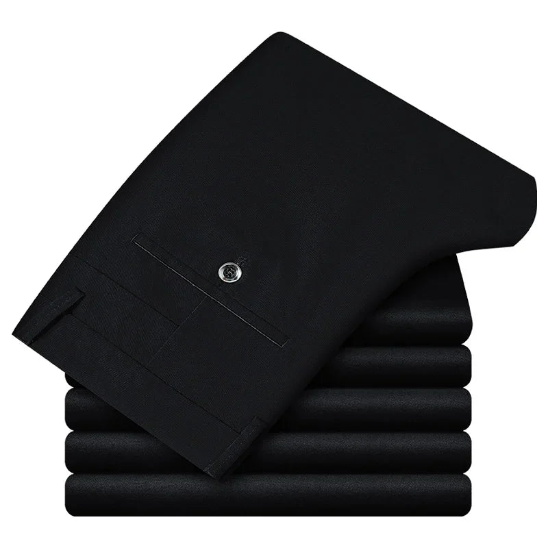 4 Colors 98% Cotton Casual Pants Men 2024 New Classic Style Straight Loose High Waist Elastic Trousers Male Brand Clothes