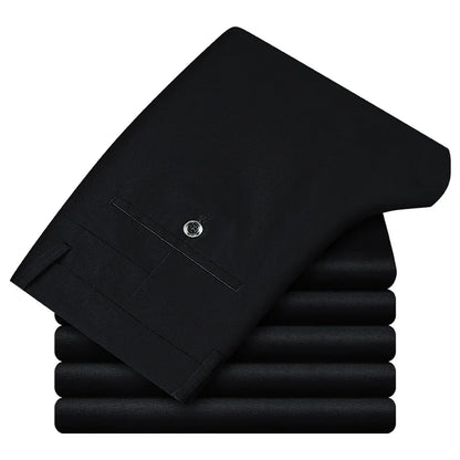 4 Colors 98% Cotton Casual Pants Men 2024 New Classic Style Straight Loose High Waist Elastic Trousers Male Brand Clothes