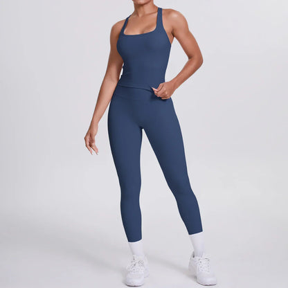 Yoga Top Set Fitness Gym Suit Training Sleeveless Sport Gym Tops Crossover Back Sports Underwear Tummy Control Slimming